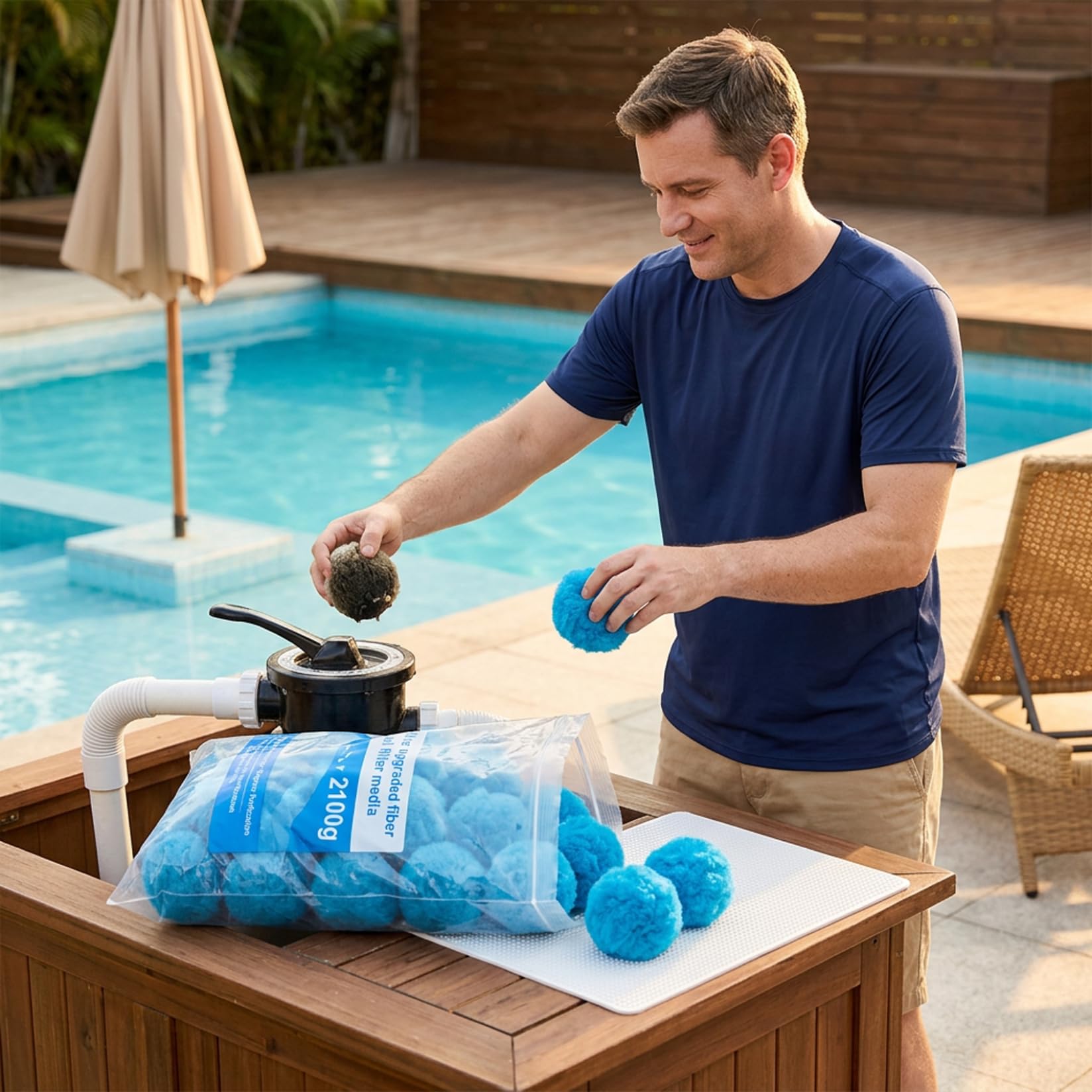 Sfere filtranti per Piscina riutilizzabili 4, 6 libbre, Materiale per Piscina in Fibra di Poliestere, Alternativa alla Sabbia, migliora la limpidezza dell'Acqua per filtri per Spa e acquari