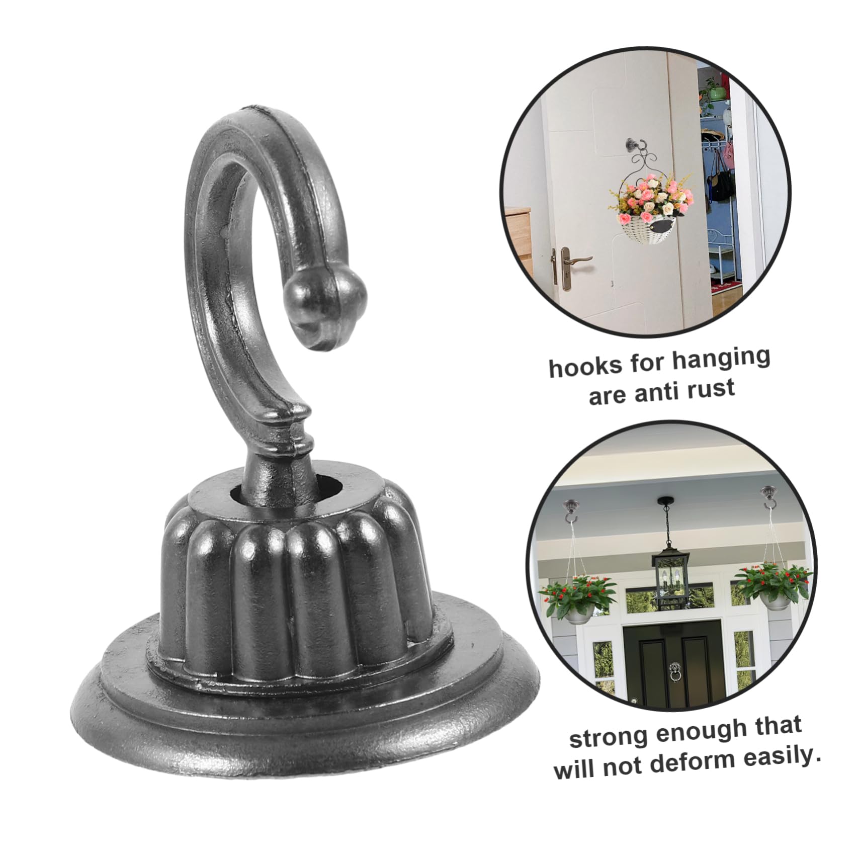 Toyvian 4 Ensembles Crochet Pivotant Crochets De Plafond Décoratifs Supports De Pots De Fleurs pour L'extérieur Crochet Orchidée Suspendu Cintres À Fleurs Alliage De Zinc Noir 2 Pièces * 4