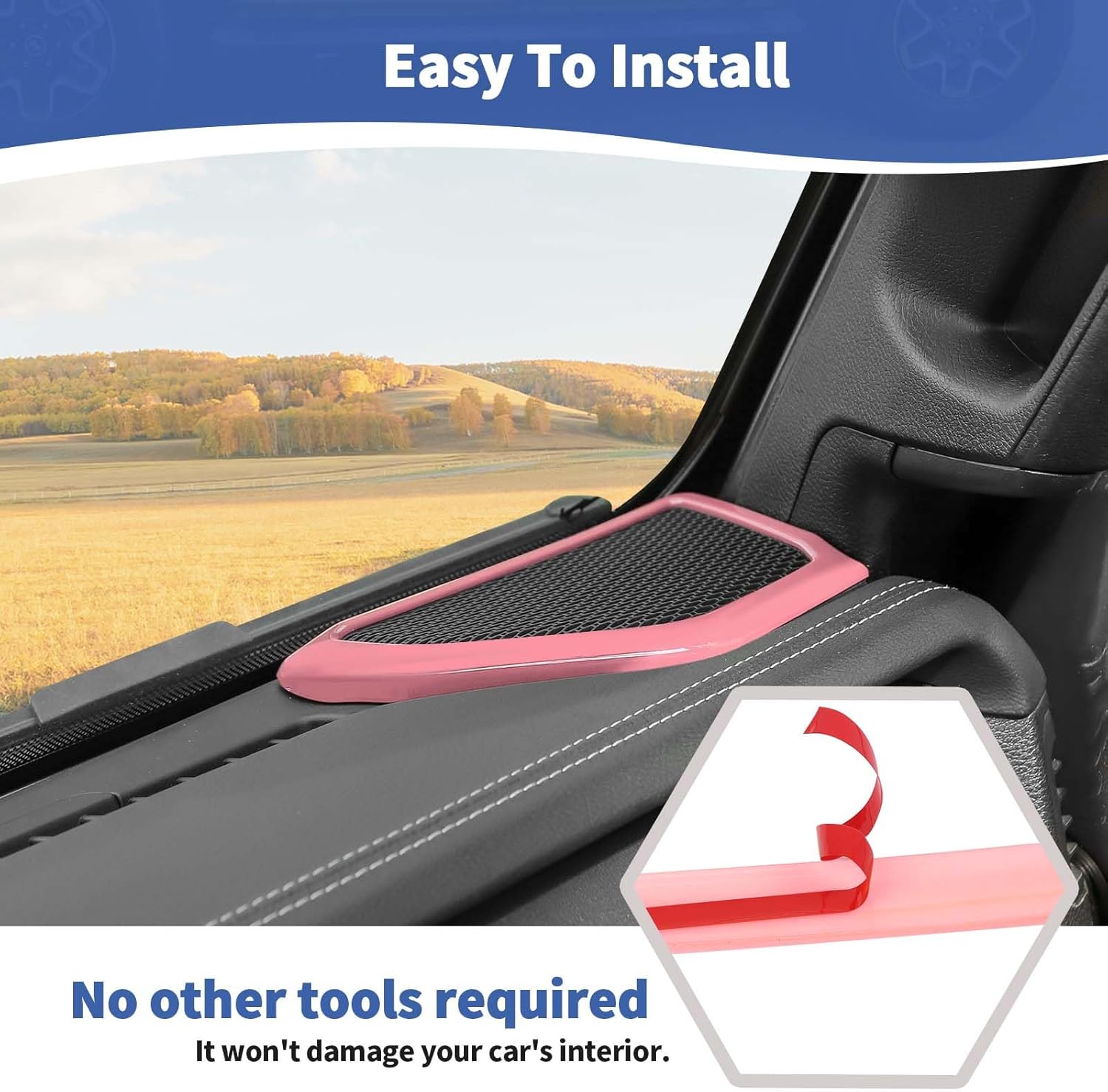 for 2024 Jeep JL A Pillar Top Roof Speaker Trim Cover Fit for Jeep Wrangler JL JLU Gladiator JT 2024 Up Pink Interior Accessories 4pcs