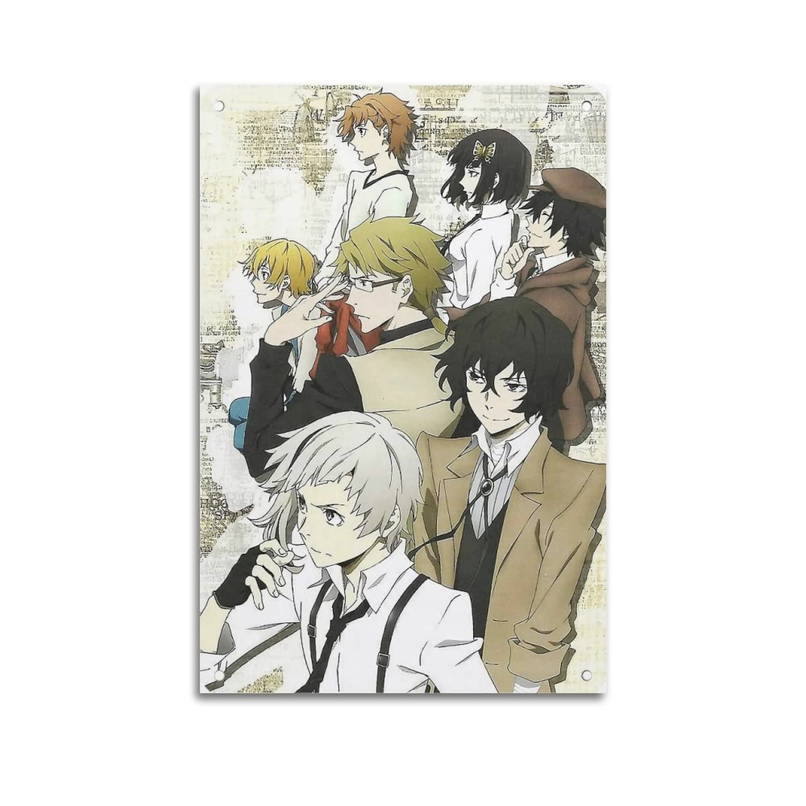 Poster Toile Bungo Stray Dogs Anime - Décoration Murale 60x90cm Personnage Film Sans Cadre LUEEMLJA