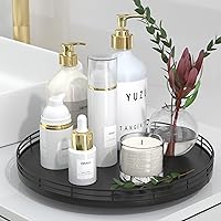 Vista 1 de Bandeja de baño de madera de roble de 12 pulgadas para mostrador, bandeja de tocador para perfume, loción, velas, maquillaje, joyería, fregadero