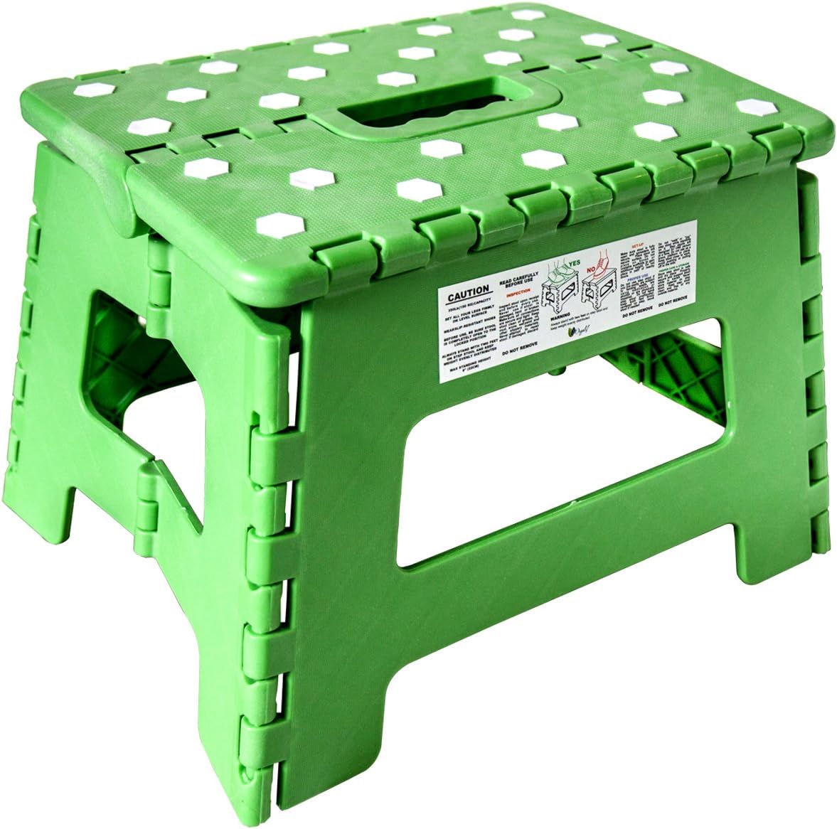 ORGALIF Heavy Duty Folding Step Stool with Anti Slip Dots and Strong Support Stepping Ladder for Kids and Adults (Green)