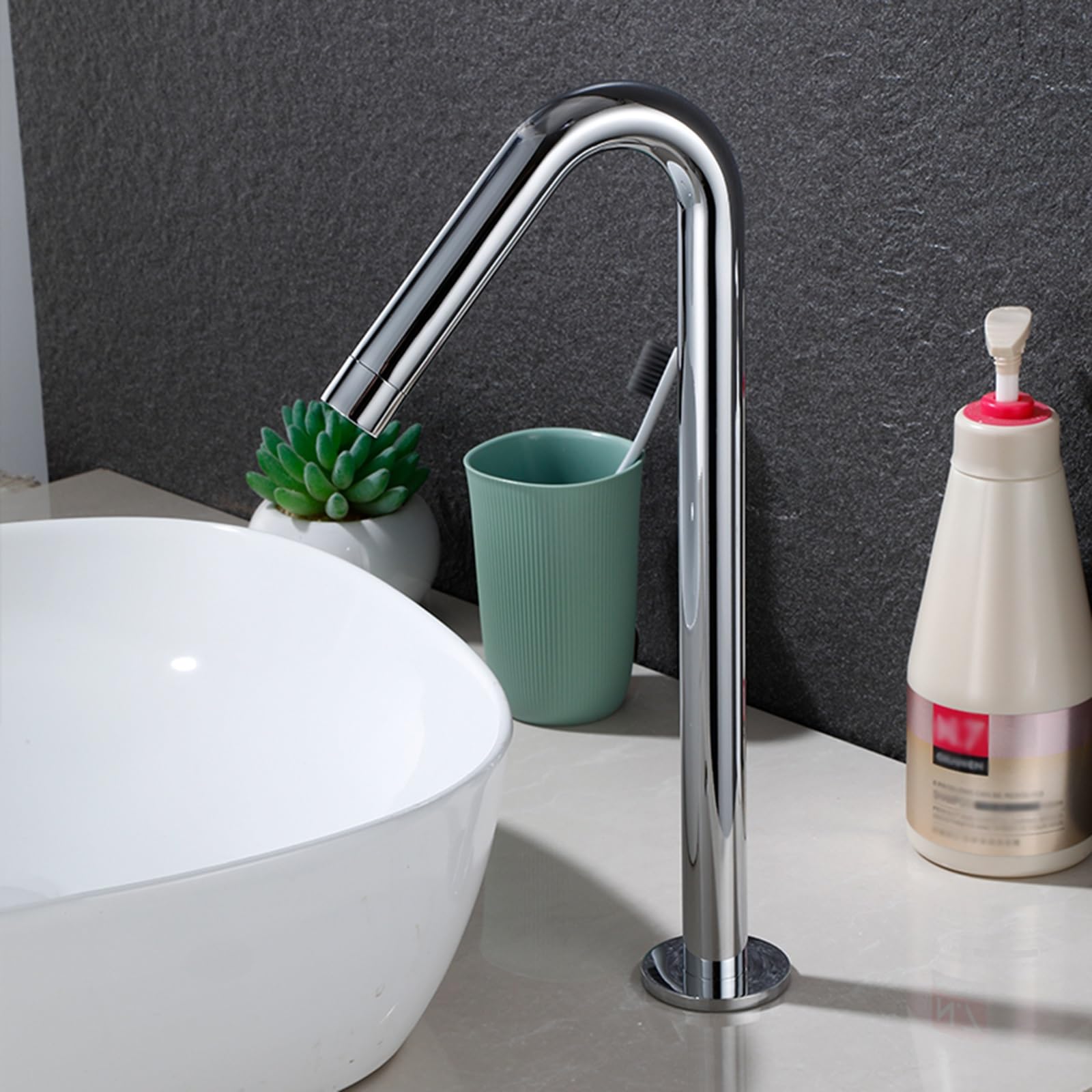 Miscelatore Automatico a infrarossi per lavabo da Bagno - Rubinetto per Acqua Calda e Fredda Cromato con sensore, Ideale per l'uso in Cucina, Alimentato a Batteria.