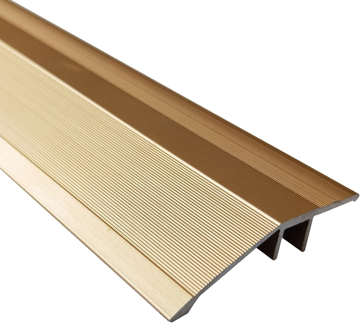 Floor Transition Strip Flooring Edge Trim, Laminate Smooth Transition Threshold Strip Carpet,Door Threshold Cover,Aluminum Floor Door Strips,4.3cm / 1.7" Wide (Color : Gold)