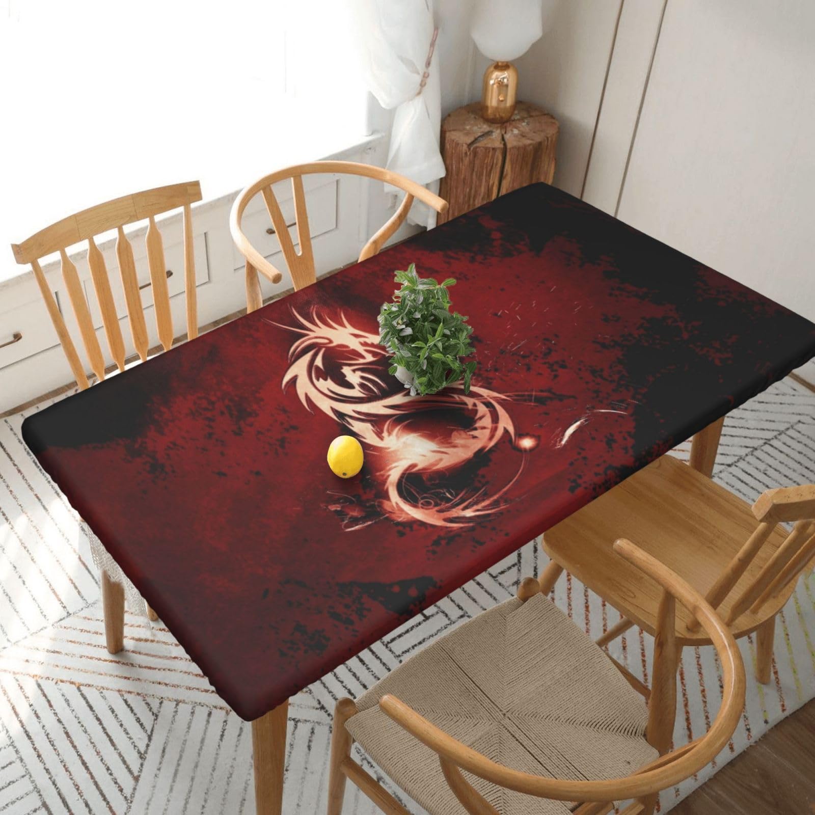 BNVSADC Blood Red Dragon Printed 5FT Tablecloth Polyester Kitchen Water Resistant Table Cloth Dining Table Decoration Table Covers, 152x76 CM