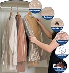 50 Sacs d'habillement pour vêtements suspendus, housses de nettoyage à sec en plastique transparent épais pour le rangement & Voyages