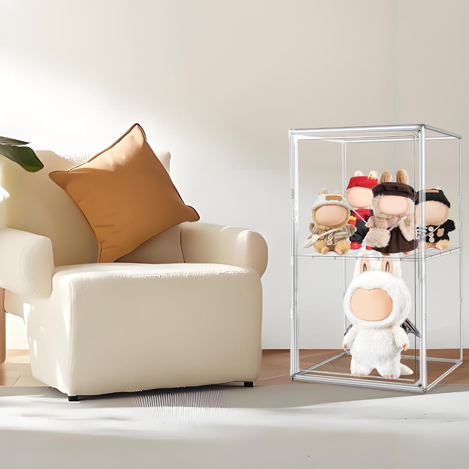 23.6'' Extra Large Acrylic Display Case for Collectibles Adjustable Clear Display Cases 13.8'' x 12.2'' x 23.6'' Big Storage Box Figures Trophy Case Boot Organizer Dustproof Showcase with a Divider