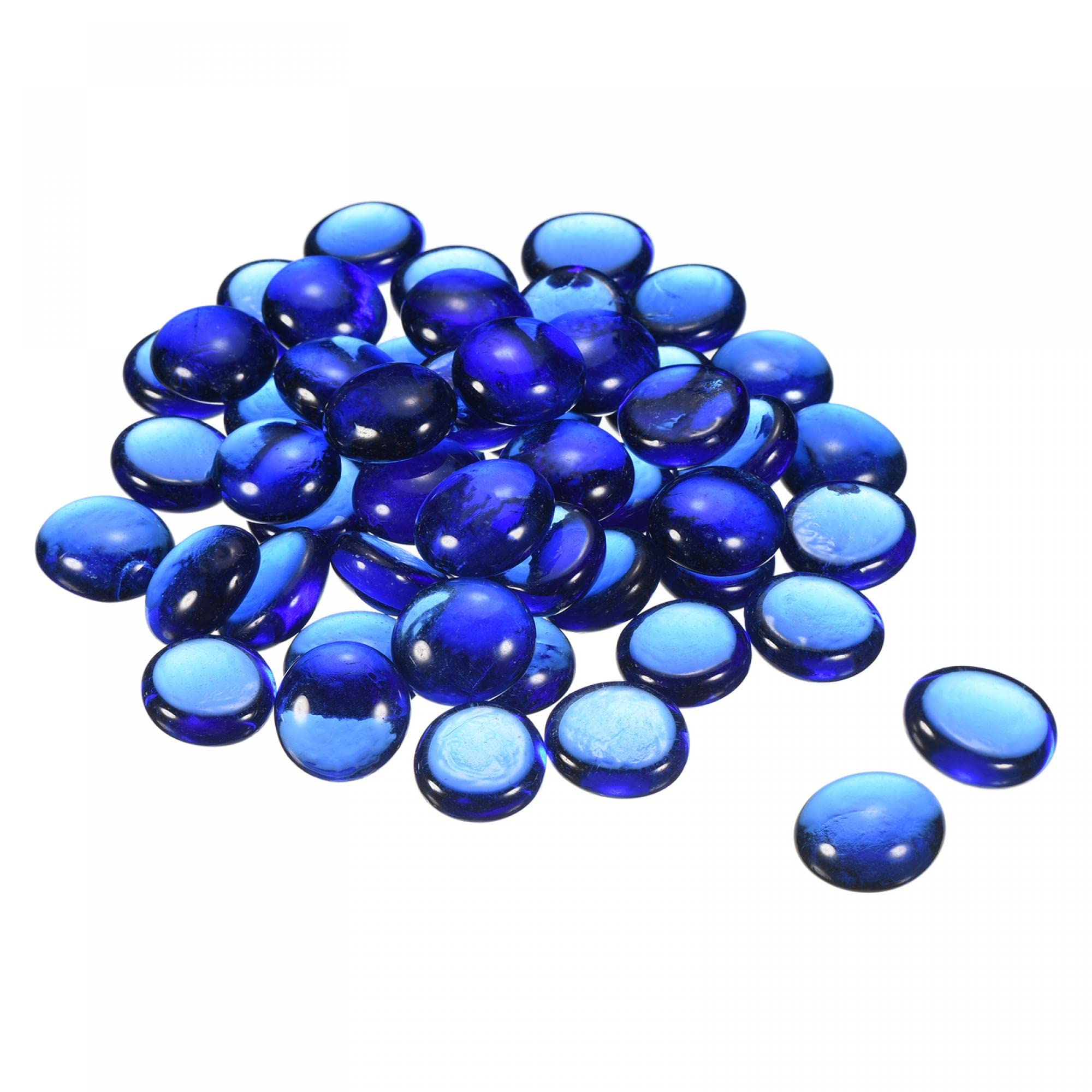 sourcing map Decorative Flat Glass Marbles 17-19mm Rock Vase Filler Beads Pebbles Light Blue for Fish Tank Table Scatter Decor, 50 Pcs