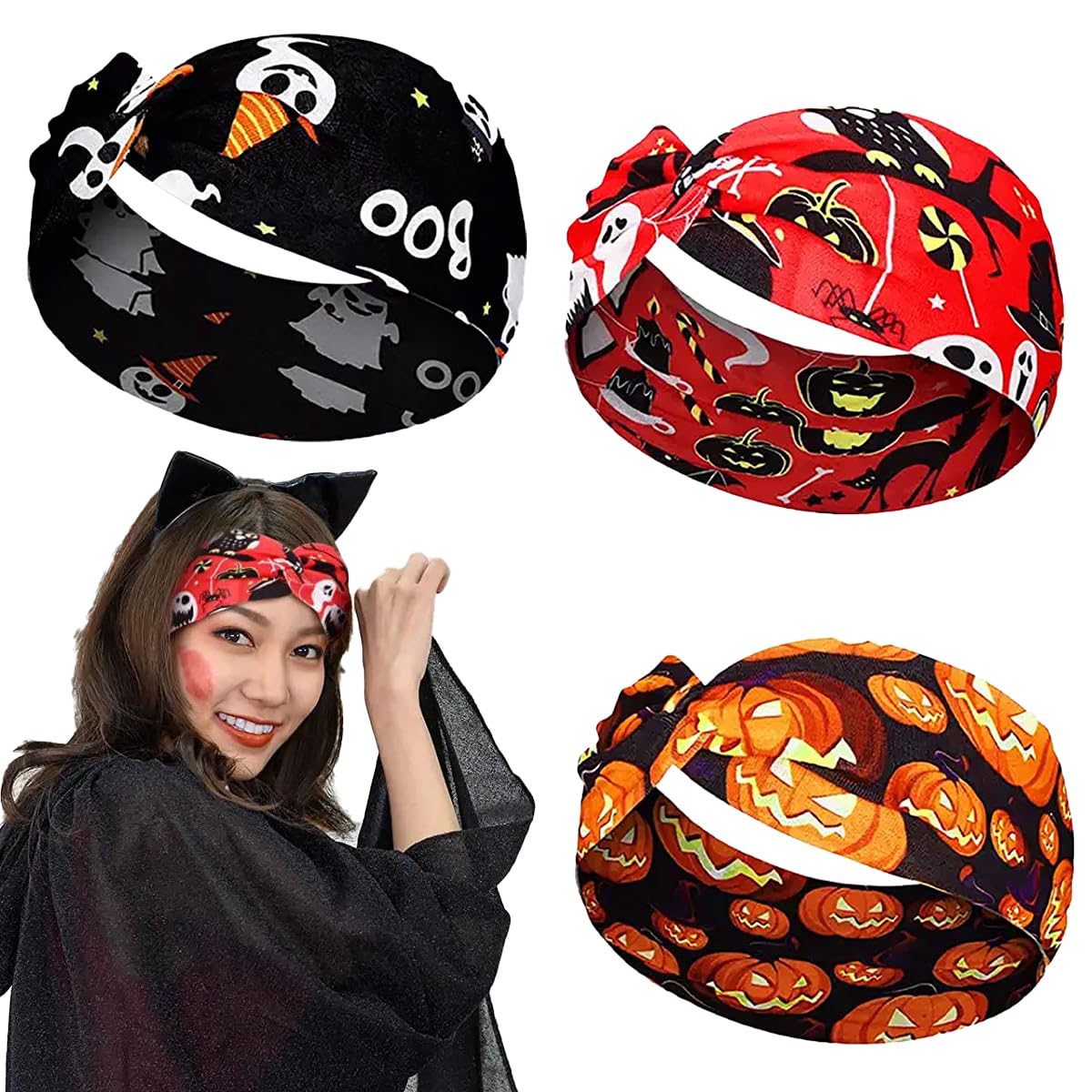 Fall Headbands for Women Thanksgiving Day Head Wraps Hair Accessories (Halloween)