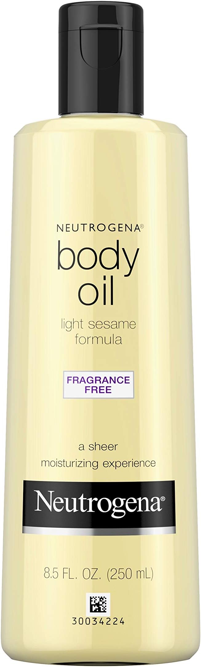 Fragrance-Free Lightweight Body Oil for Dry Skin, Sheer Moisturizer in Light Sesame Formula, 8.5 fl. oz