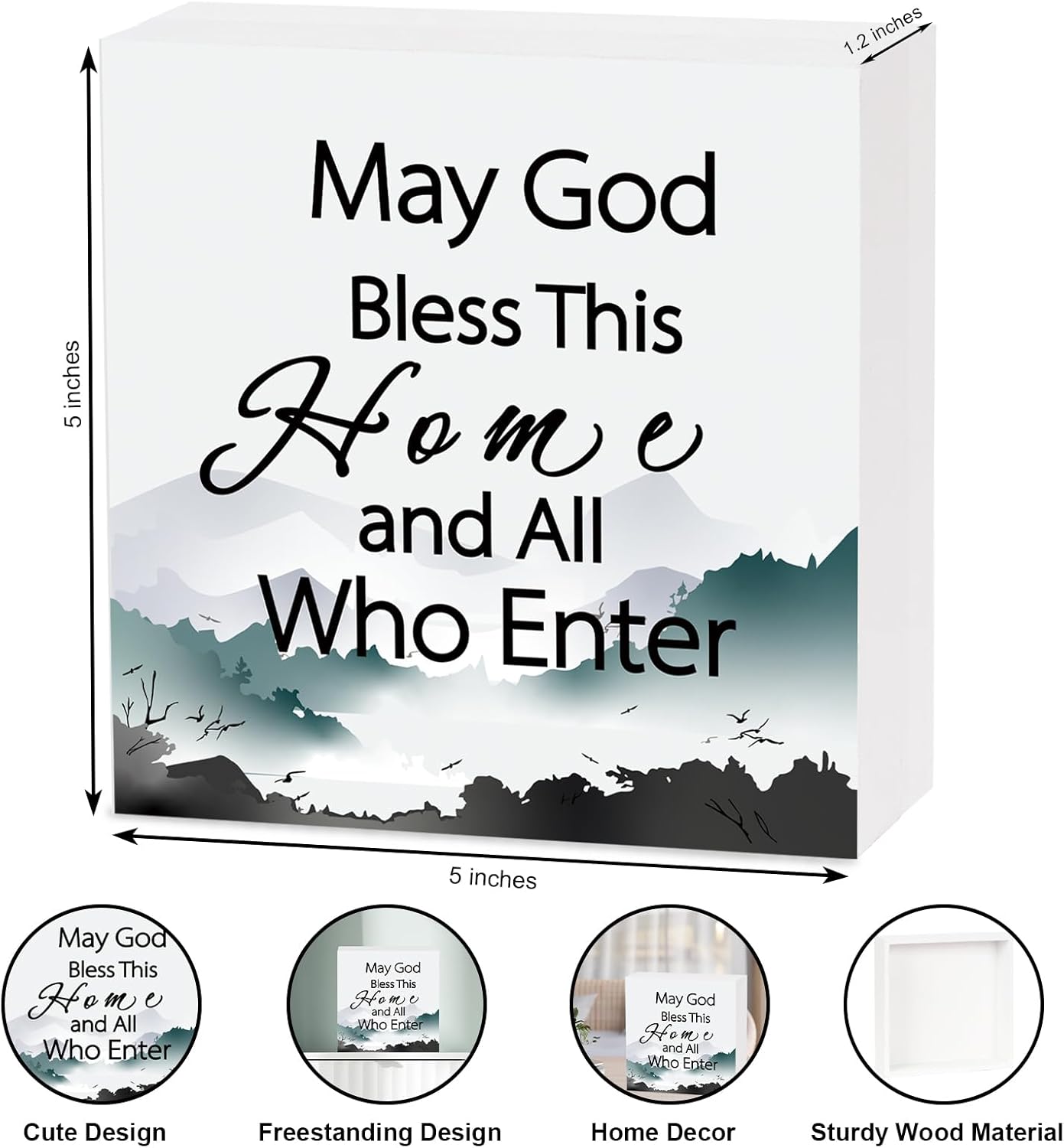 Christian Decor, May God Bless This Home Wooden Box Sign, Jesus Decor For Home Office Table Desk And Wall, Inspirational Gifts For Friends Family - Image 2