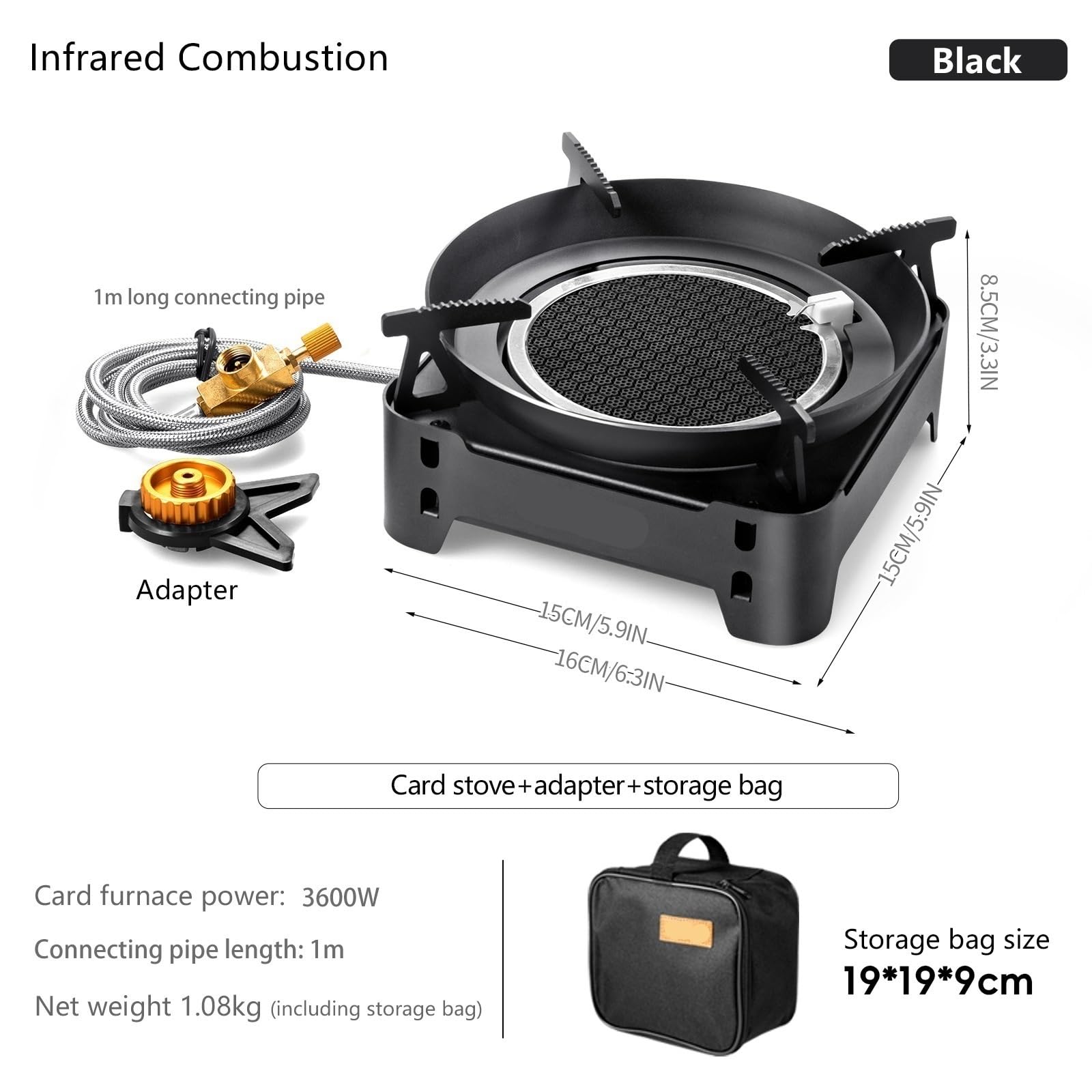 Estufa de gas infrarroja de 3600 W, quemador dividido portátil para picnic al aire libre, senderismo, cocina (color 6)