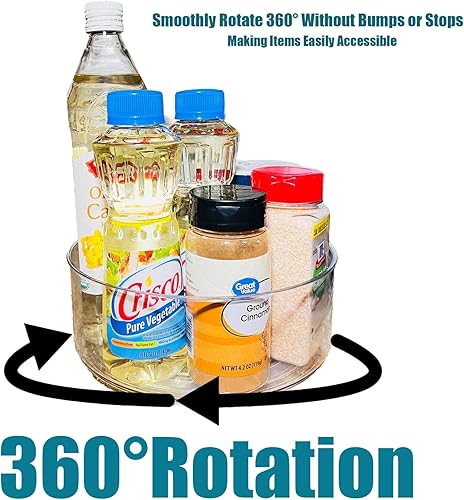 Miniatura 6 de Paquete de 3 organizadores transparentes Lazy Susan giratorios de 360 de 9 pulgadas para cocina, refrigerador, gabinete, encimera, despensa,
