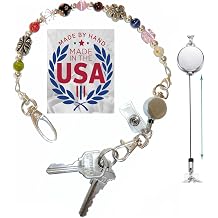 Hidden Hollow Beads Key Keeper, Finder Chain 12" Women's Hand Beaded USA Purse Handbag Holder Wallet Organizer Accessory Gift