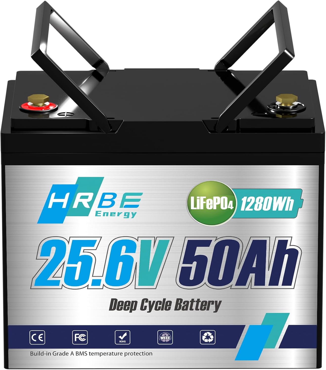 24V 50Ah LiFePO4 Battery, Group 24 Lithium Marine Batteries, 5000+ Cycles Lithium Iron Phosphate Battery, Perfect for RV, Solar System, Trolling Motor, Camping