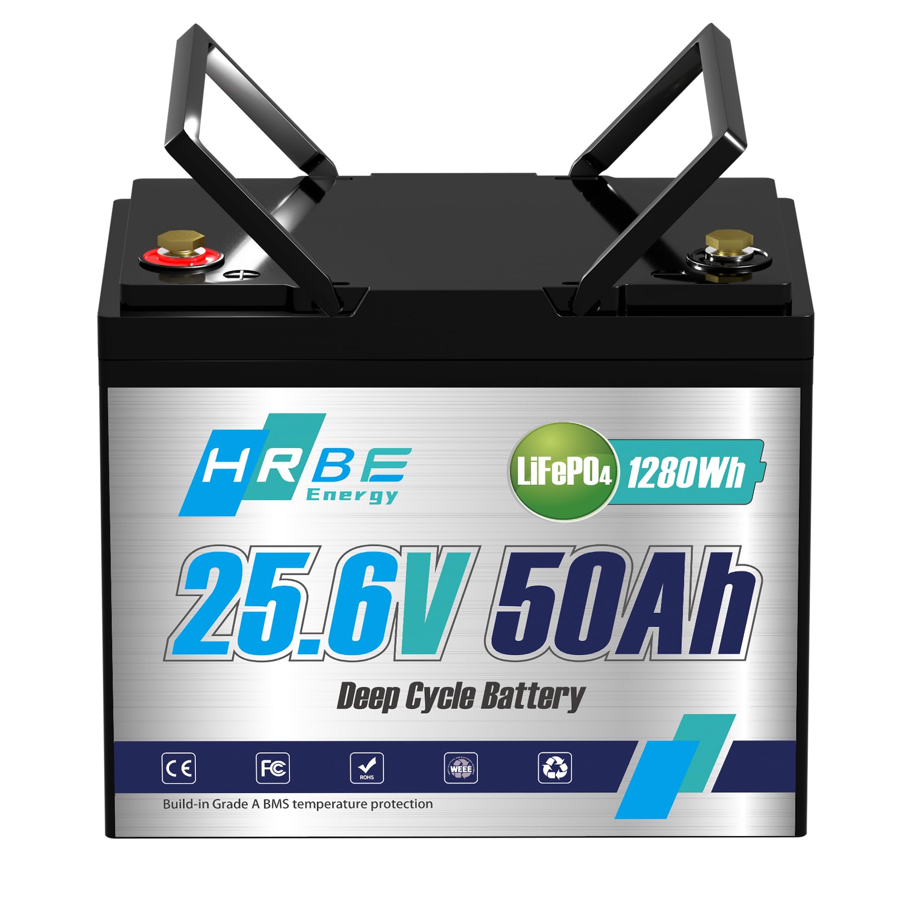 24V 50Ah LiFePO4 Battery, Group 24 Lithium Marine Batteries, 5000+ Cycles Lithium Iron Phosphate Battery, Perfect for RV, Solar System, Trolling Motor, Camping