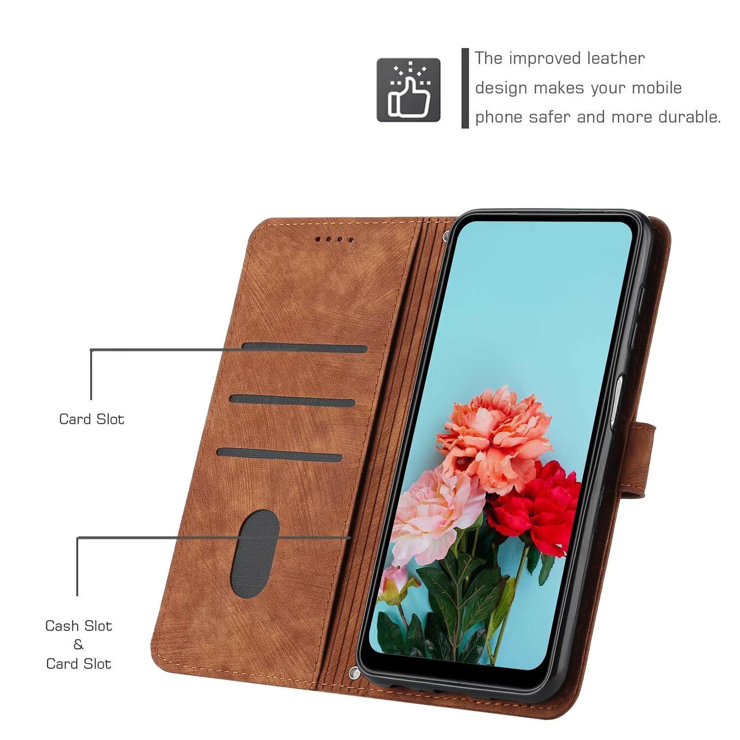 MOJIA Cover Flip Per Realme C31 4G: Custodia Portafoglio In PU Con Supporto E Slot Per Carte - Protezione Antiurto (Nero) - 2