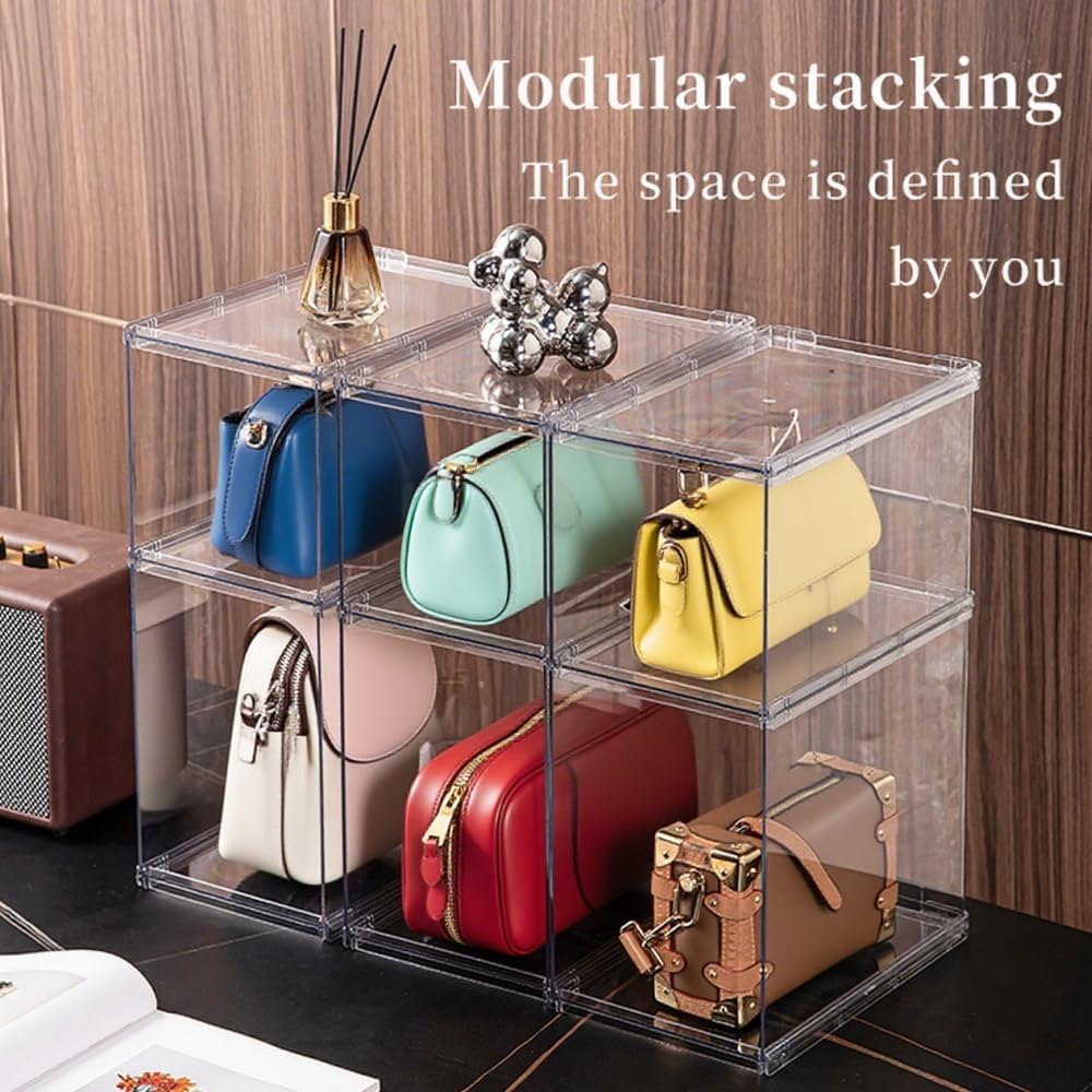 5 Pack Purse Organizer for Closet,Clear Acrylic Display Case for Handbag Organizer, Purse Storage Box, Plastic Storage Bins for Book, Collectibles, Cosmetic (5PC-L) - Image 6