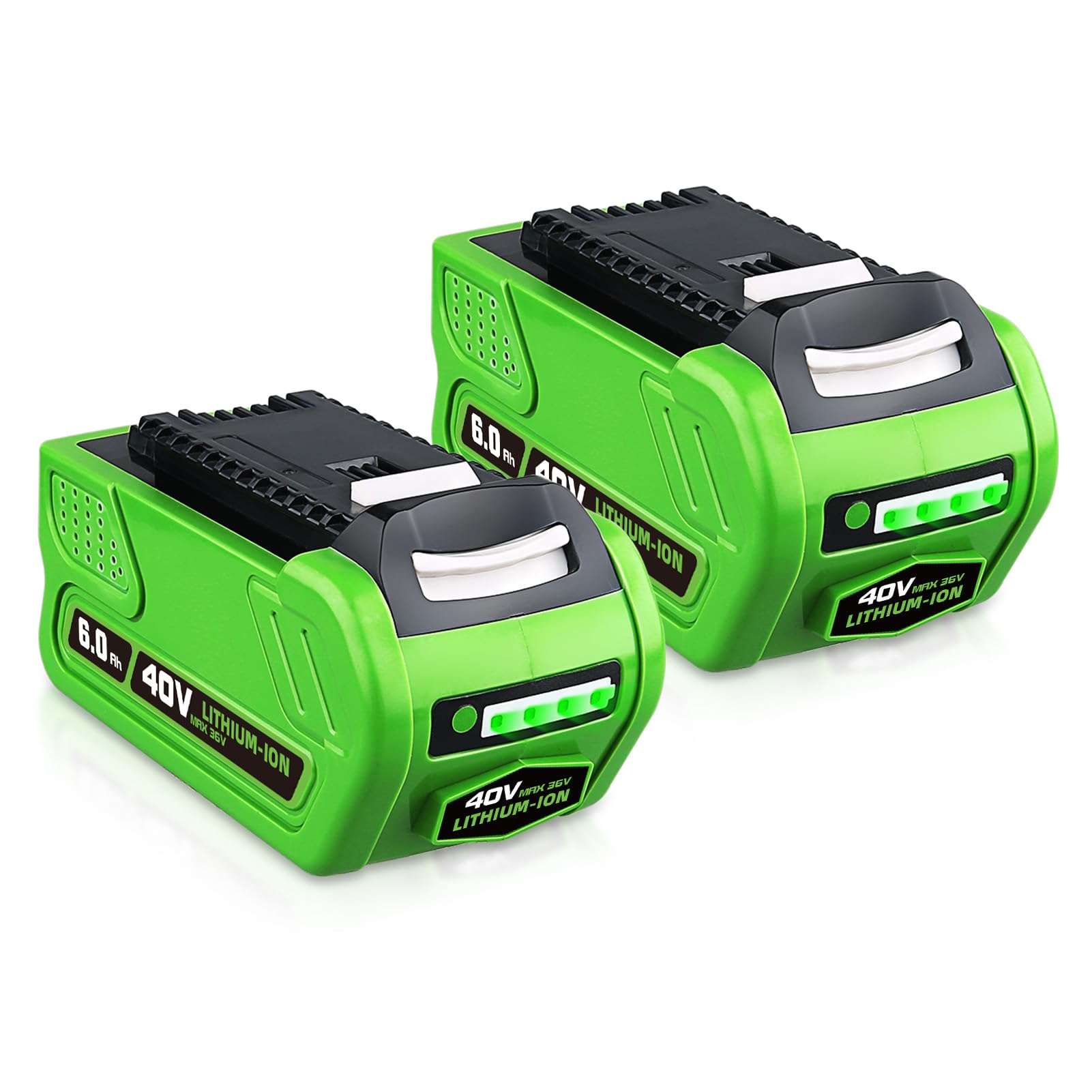 DASNITE 2Packs 29462 6.0Ah Batteries Replacement for Greenworks 40V Battery Compatible with GreenWorks Battery 40 Volt Max Li-ion 29462 29472 29252