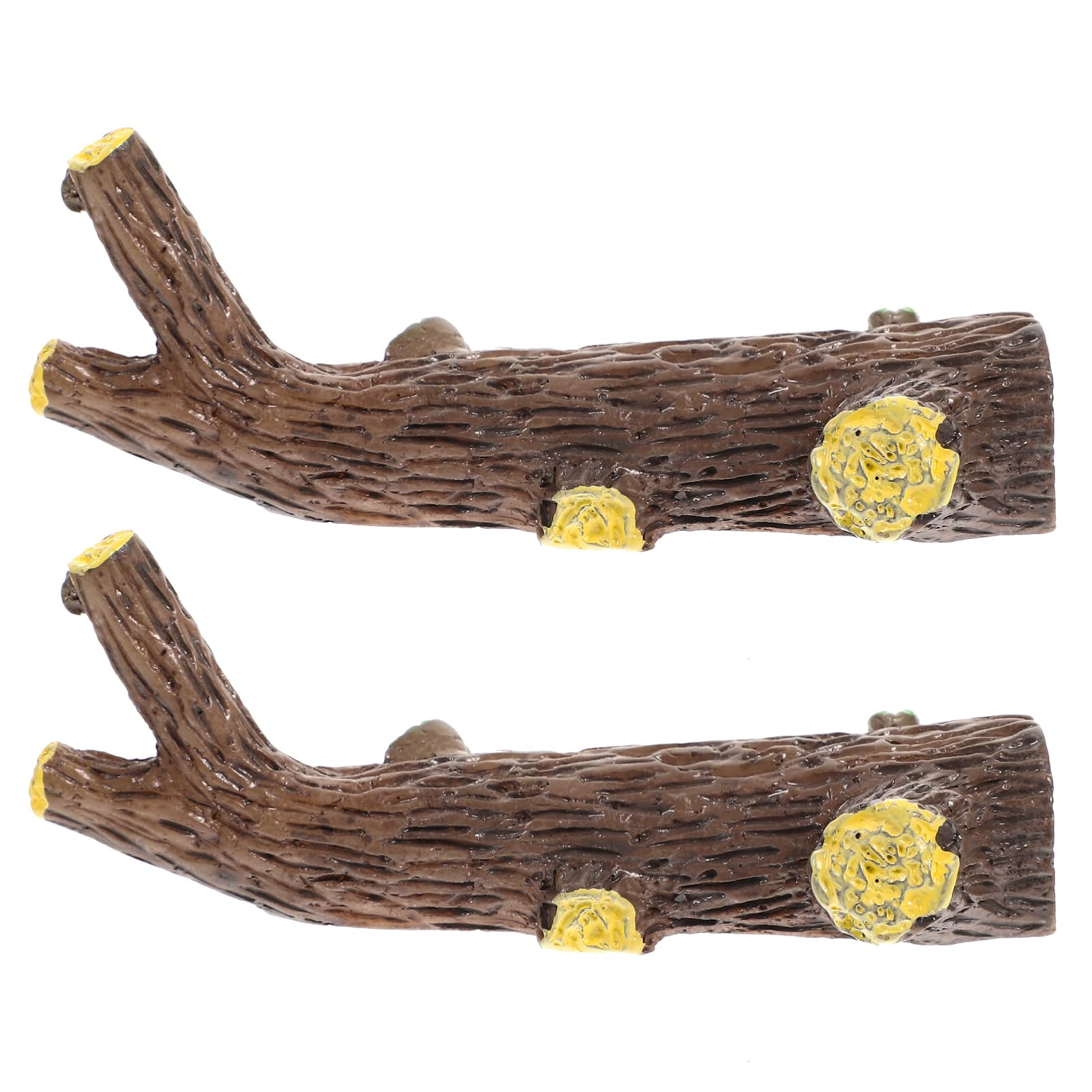 Totority 2pcs Green Leafy Decorations for Fish Tank Landscapes Synthetic Resin Fake Wood Aquarium Accessories