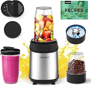 900W Blender for Shakes and Smoothies Personal Smoothie Blender, BPA Free Stainless steel12 Pieces with 18 oz *2 To-Go Cups, Smoothie Maker Blender for Protein Drinks, Spices, ABULER Brand