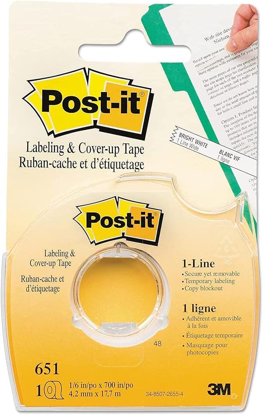 MMM651 Postit Labeling amp;amp; CoverUp Tape Write
