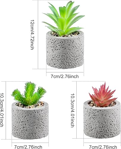 Miniatura 3 de Juego de 3 plantas falsas pequeñas, mini suculentas falsas en macetas, decoración del hogar interior, mini plantas falsas en macetas para