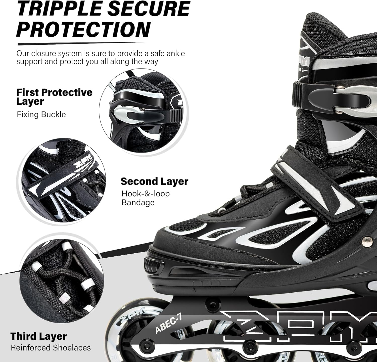 2PM SPORTS Brice Pattini in Linea Regolabili, Divertente Inline Skates per Bambina e Bambino e Bambini e Ragazzi
