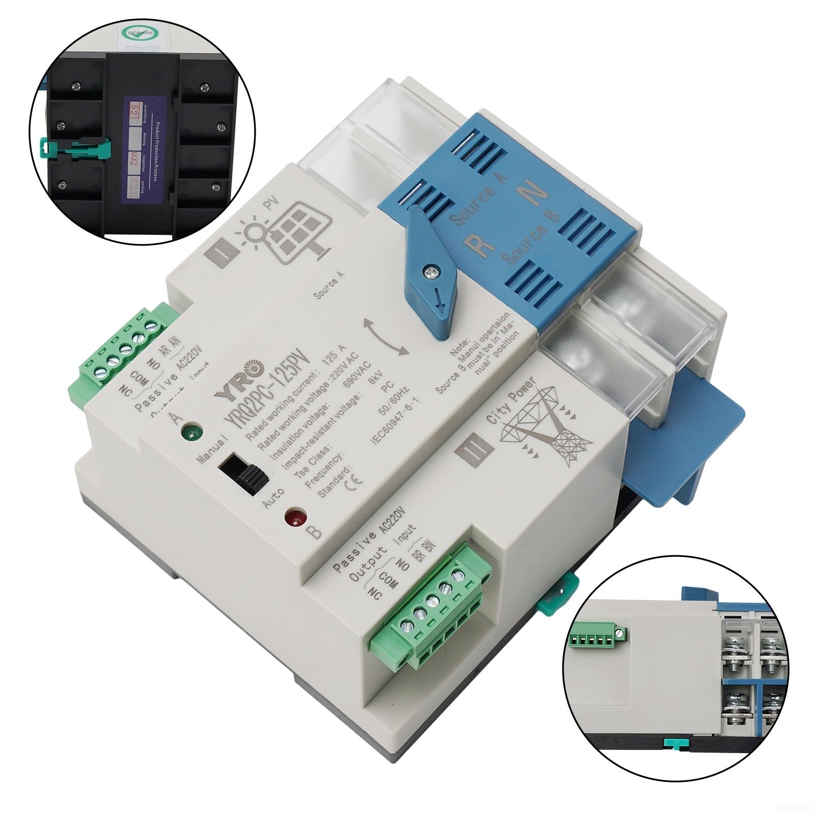 Automatischer Umschalter 2P 125A für Solar/PV