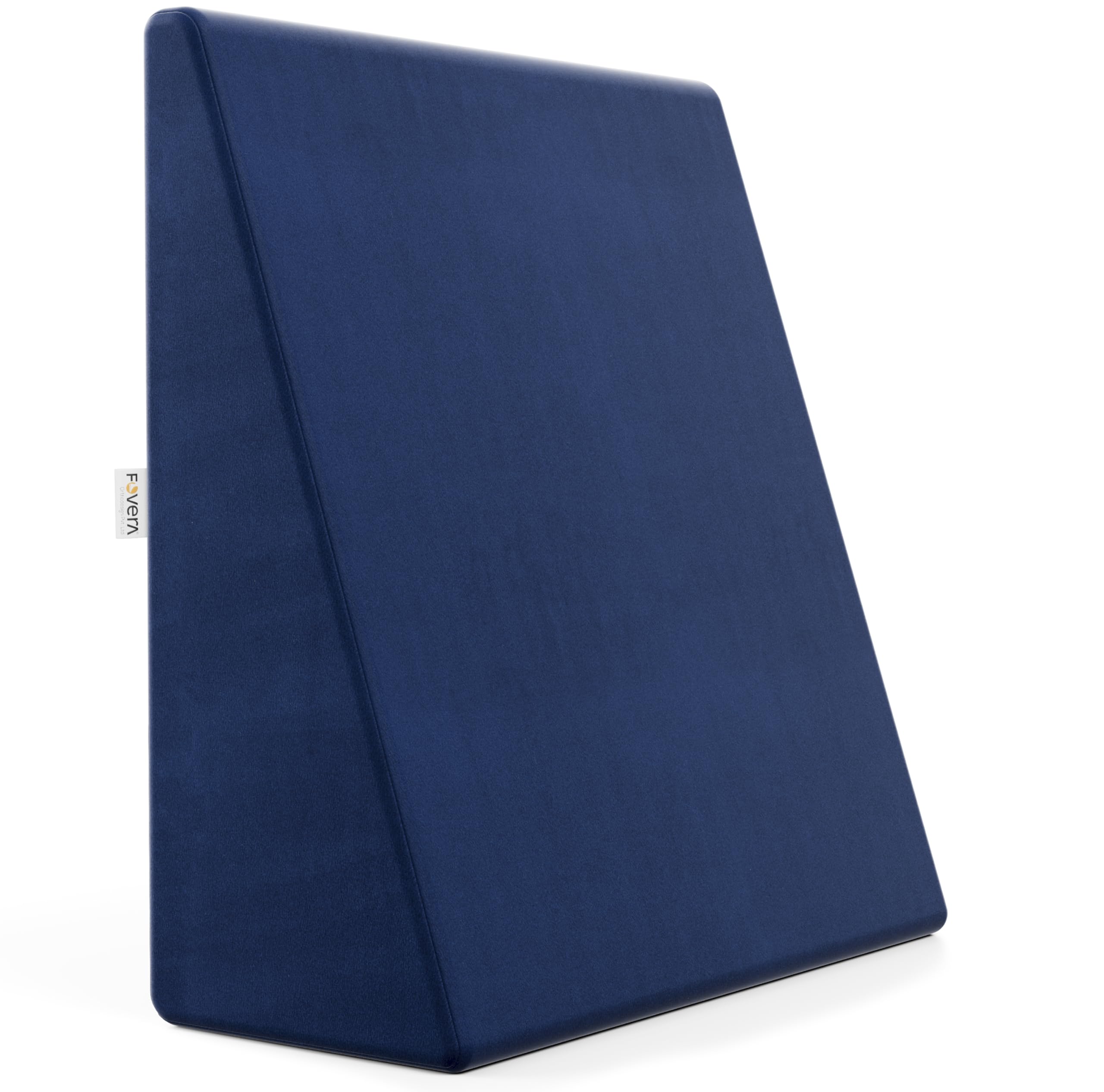 FOVERA Bed Wedge Pillow with Memory Foam, Back Support Cushion for Acid Reflux, GERD, Snoring, Post Surgery, Pregnancy and Relaxing in Bed (Velvet Navy Blue, Small - 20 x 20 x 7 Inch, Pack of 1)