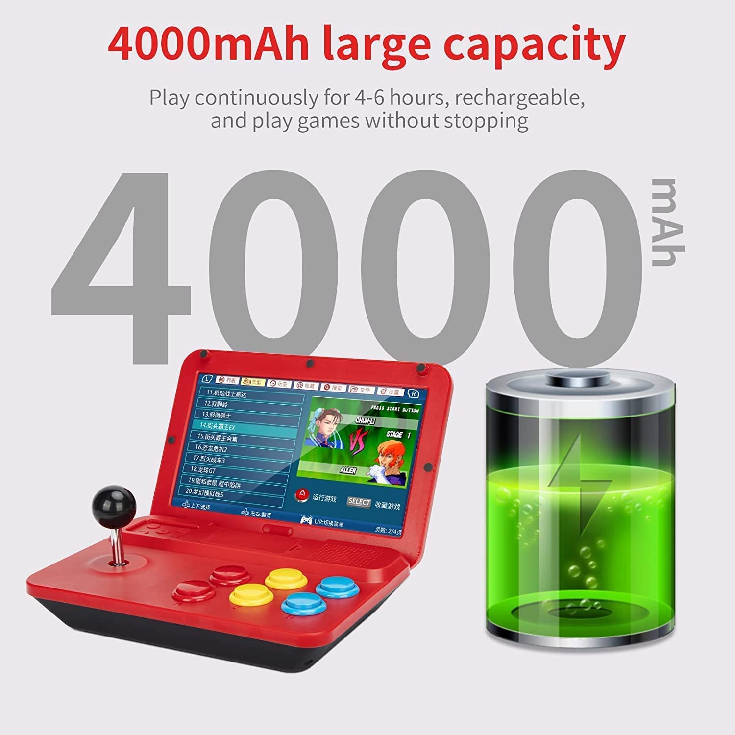 CHROX Console di Gioco Arcade, Console di Gioco retrò Portatile 10 Pollici 4600 Lettore di Giochi Classici, Uscita TV HDMI Console per Videogiochi Portatile con Joystick 1PCS