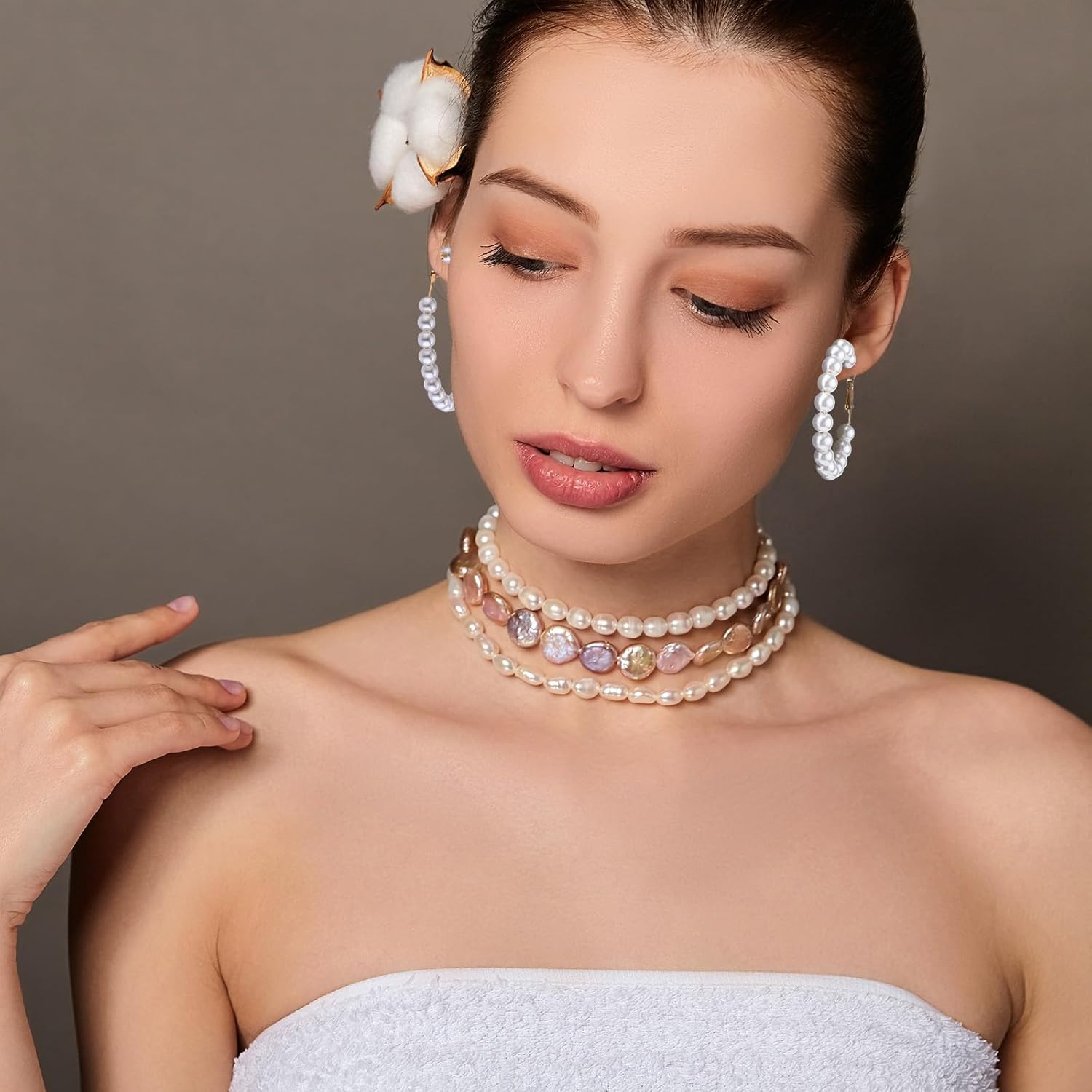 Hicarer 3 Pairs Pearl Hoop Earrings Pearl Earrings for Women Girlfriend Brides Gift Silver Earring Needle - Image 5