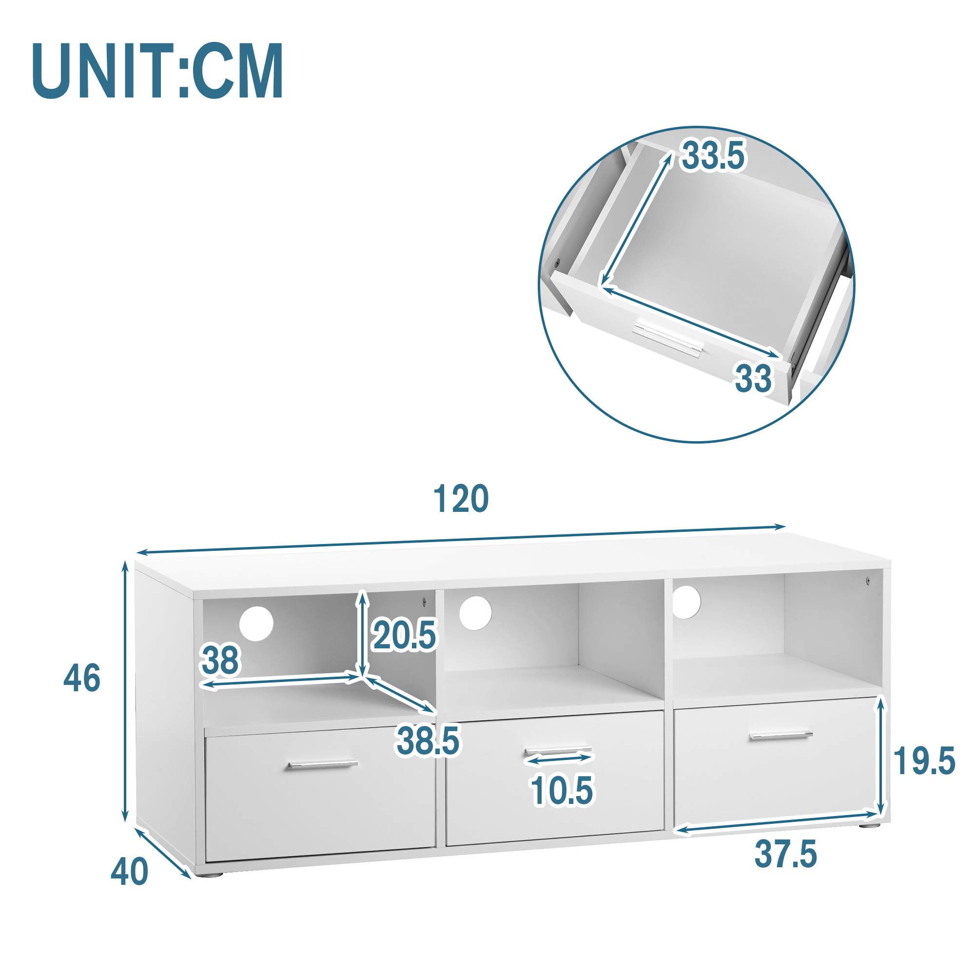 Buy AOBLAH White TV Units for Bedroom Wooden TV Stand Modern TV Bench