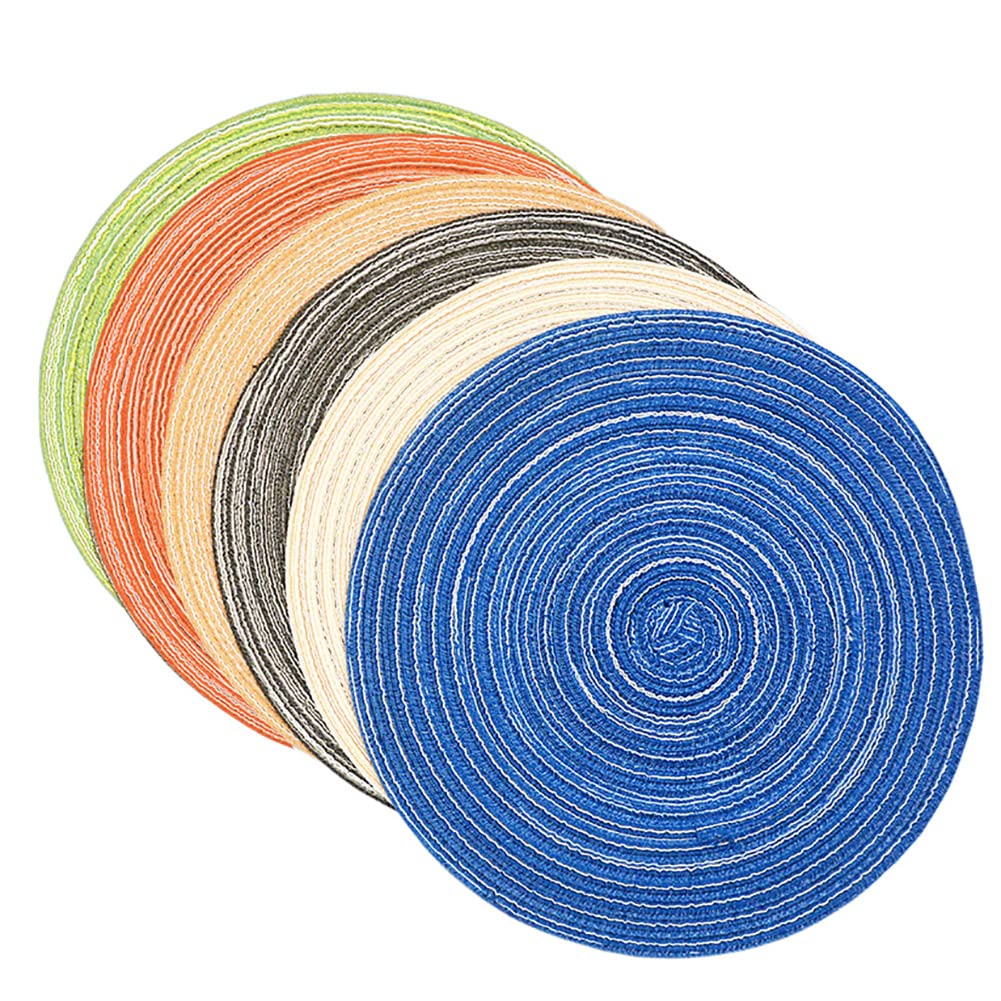 Scf2017 Mixed Color Set Of 6 Round Woven Cotton Yarn Placemats 30Cm Table Mats(Mixed Color)