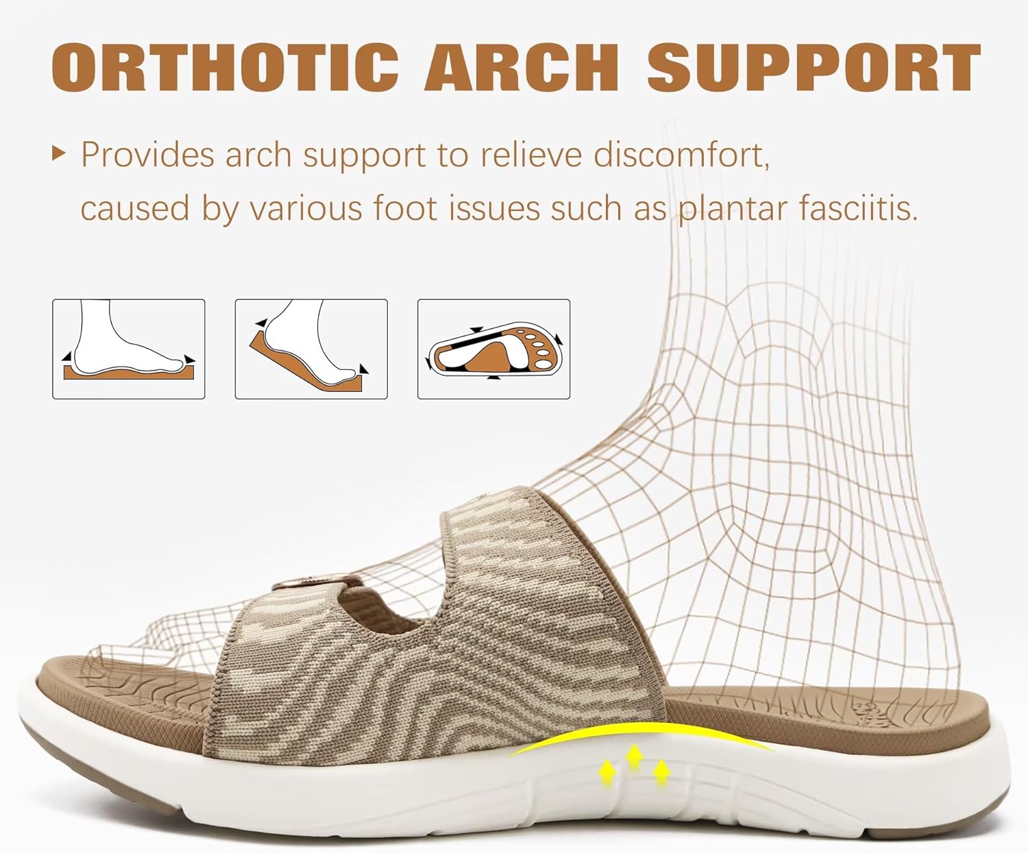 COFACE Womens Sandals Comfortable Orthopedic Orthotic Recovery Ladies Plantar Fasciitis Walking Cushioned Cloud Slip On Slides for Woman - Image 3