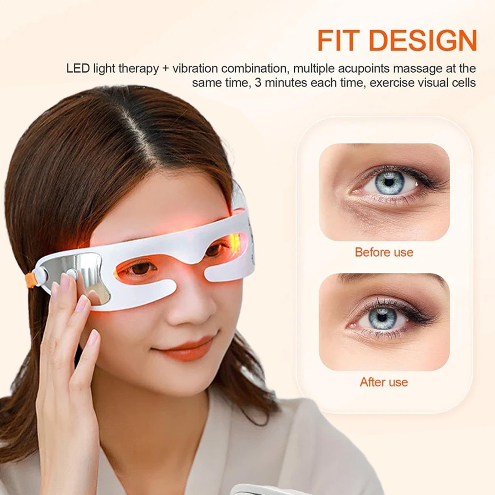 Generico Masajeador de Luz Roja - Gafas Surround 3D Portátiles de 20 cm, Dispositivo de Masaje para el Cuidado de los | Alivia la Fatiga de Reduce las Bolsas Bajo