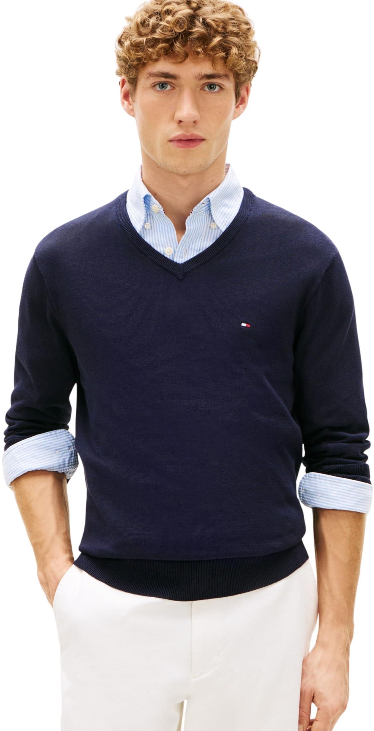 ESSENTIAL COTTON V NECK Sweater Erkek