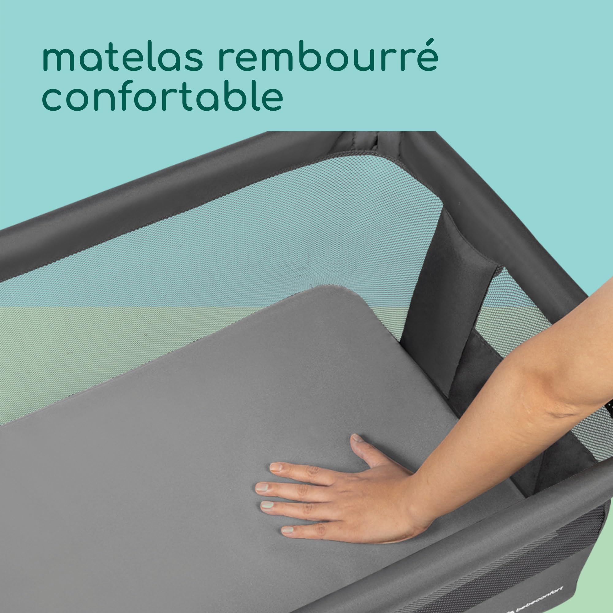 Bebeconfort Zina Berceau Bebe Cododo 0-6 Mois 0-9 kg Pliable 5 Positions Hauteur Réglables Matelas Inclinable Mineral Graphite