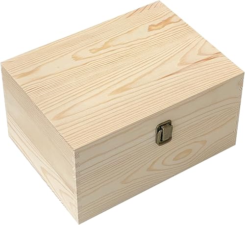 Miniatura 2 de 1 caja de madera sin terminar con tapa, caja de almacenamiento de madera para proyectos de arte de bricolaje (exterior 10.6 x 7.9 x 5.7 pulgadas,