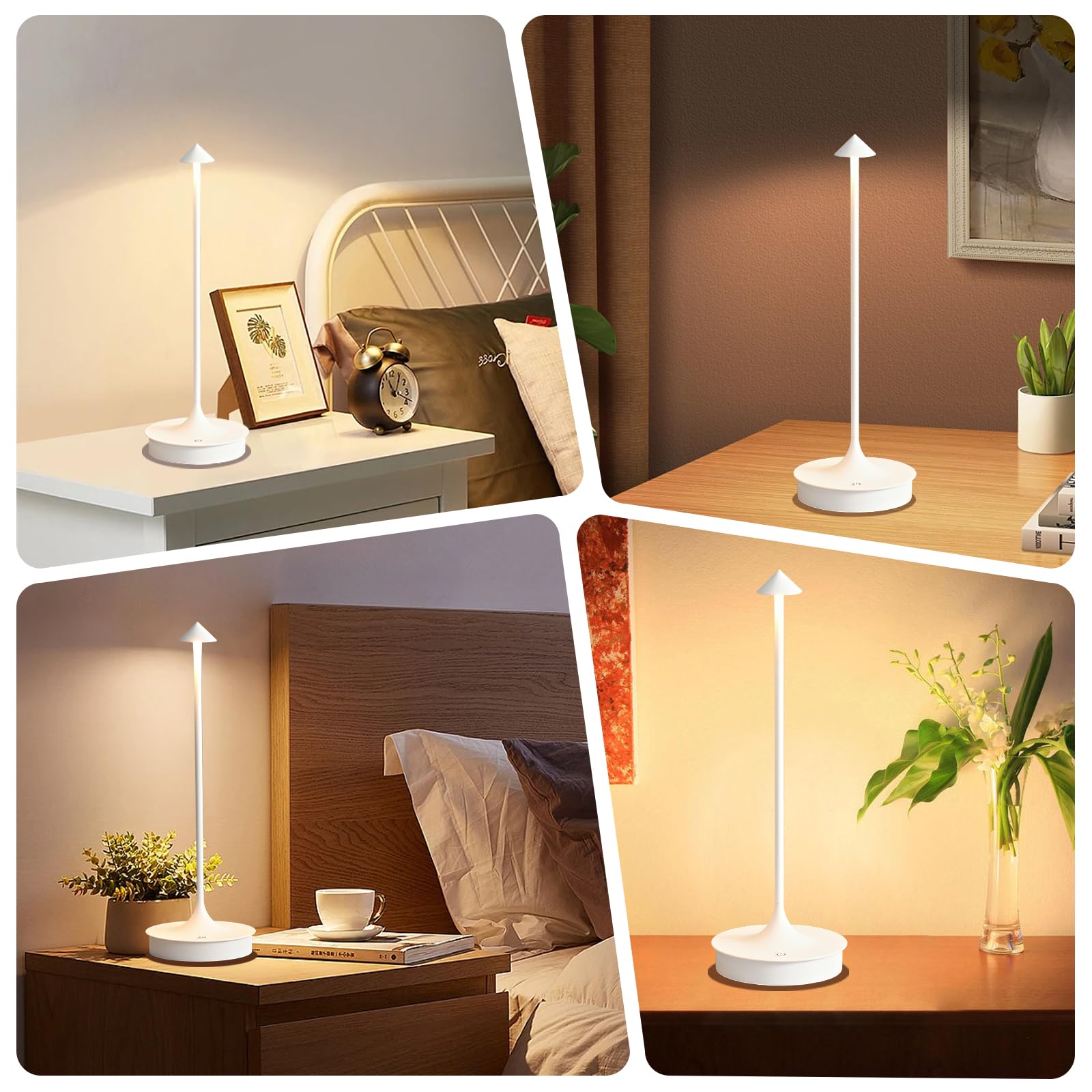 Hikyskin Lámpara de Mesa Inalámbrica LED Lámpara de Mesa Recargable Lámpara de Mesa de Pilas 4000mAh Lámpara de Mesa Exterior Portatil Lámparas Para Mesa de Restaurante/Bar/Recamara