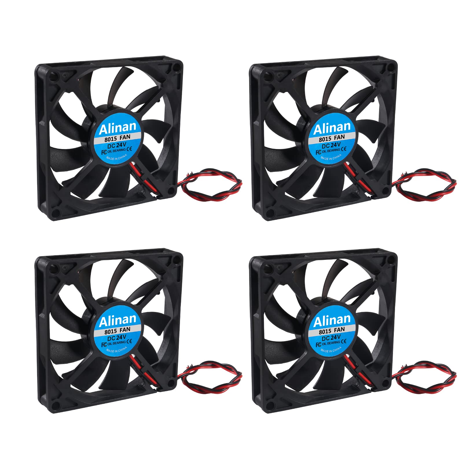 Alinan 4pcs 8015 24V Fan 80x80x15mm 2-pin Sleeve Bearing Brushless DC Cooling Fan for 3D Printer & Desktop Computer-image-12