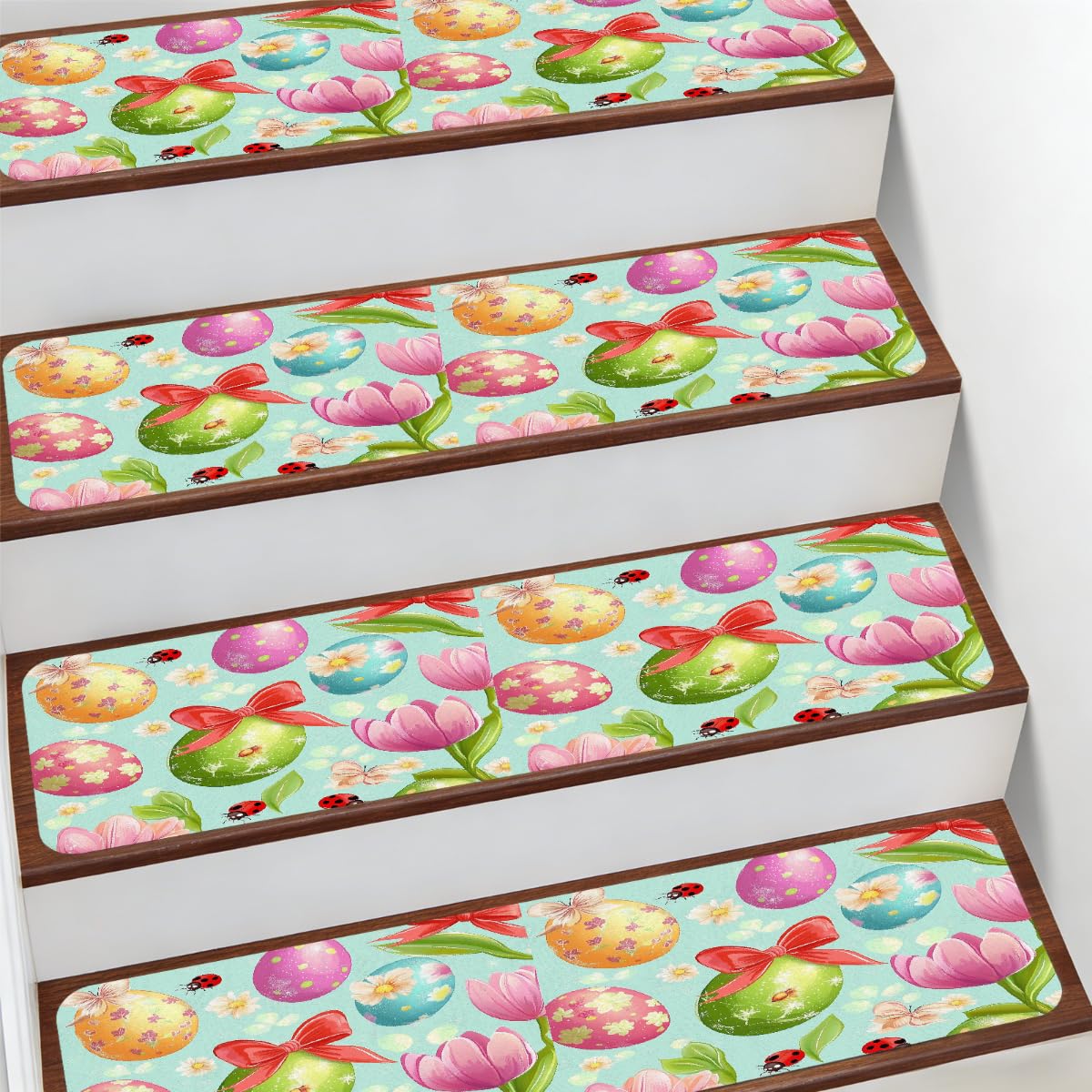 Protectores de escalera para interiores 7.8 x 30 pulgadas tapetes antideslizantes flores