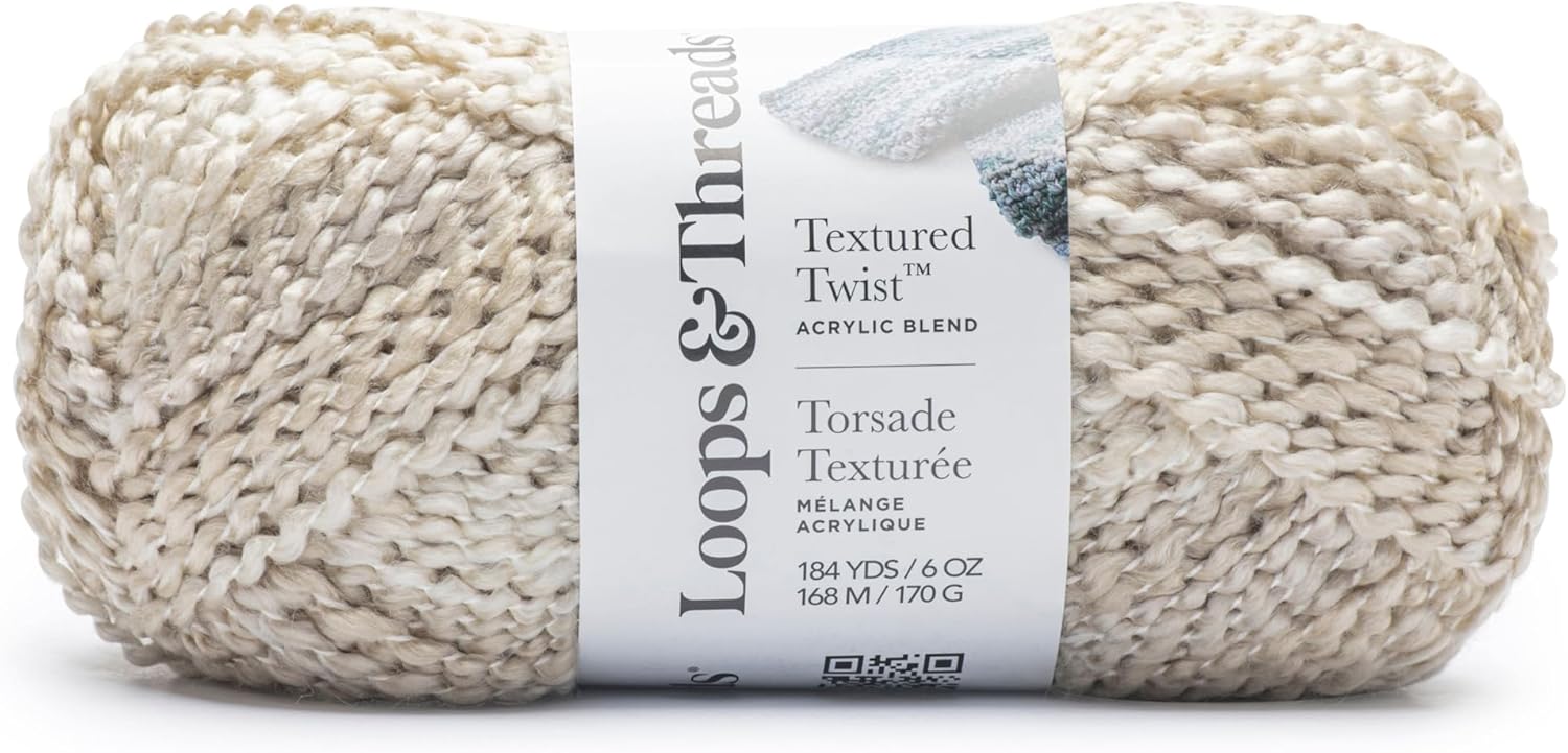 Loops & Threads Linen Textured Twist Yarn – Bulky Weight Yarn for Knitting, Crochet, Weaving, Arts & Crafts, 12 Pack