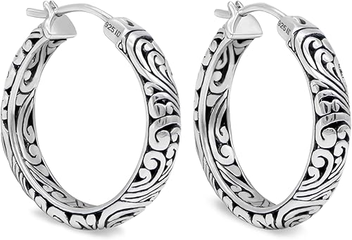 Pendientes de aro de plata de ley 925 plata de ley 925 Bali chapados en oro