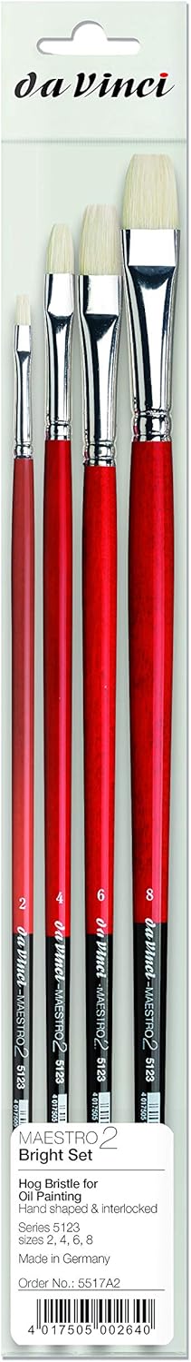 da Vinci Brushes 5423 Maestro 2 Hog Bristle Filbert (Sizes 2,4,6,8) Artist Brush Set, Black 4
