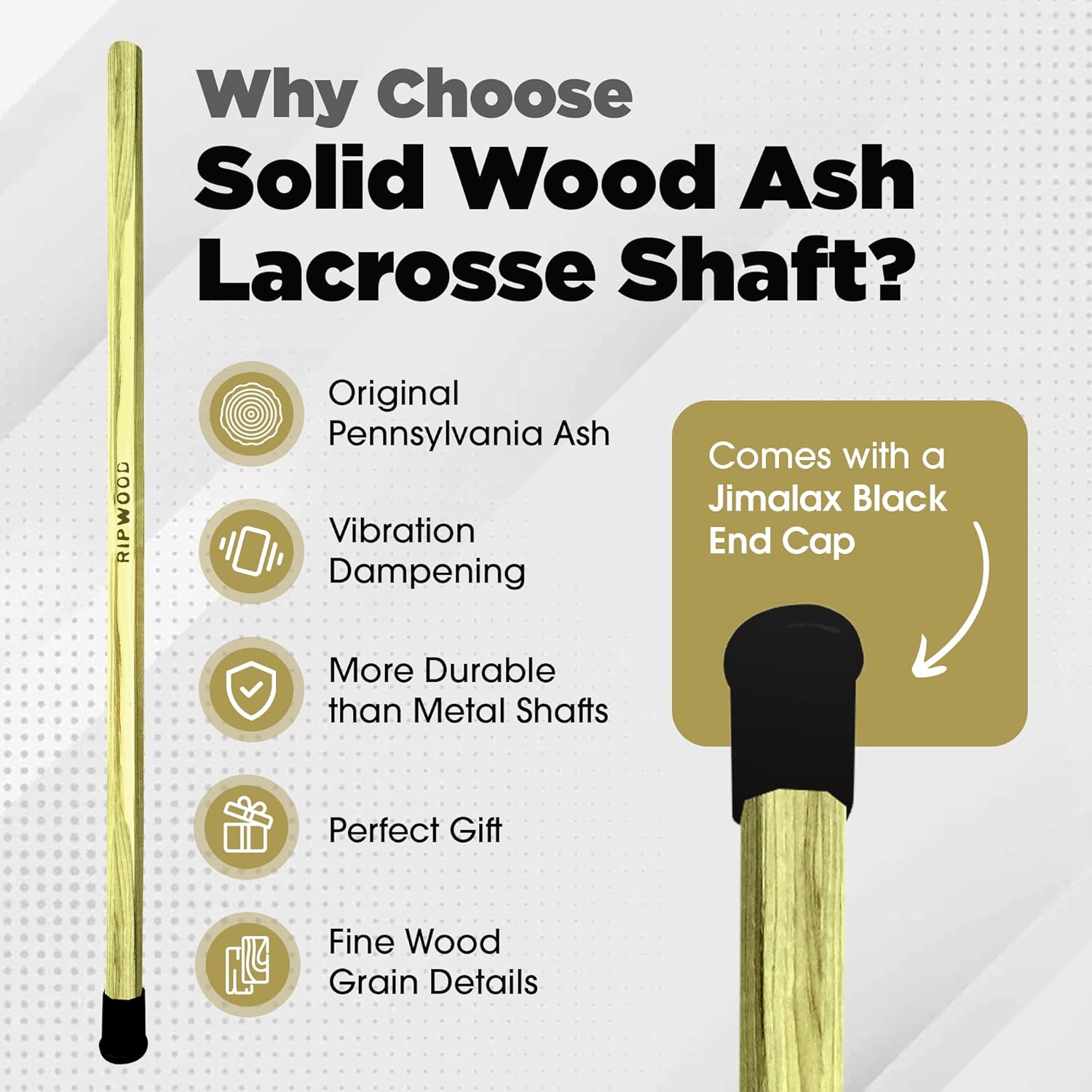 RipWood - Pennsylvania Ash Wooden Lacrosse Shaft, Durable and Flexible Lacrosse Sticks, 30-inch Lacrosse Sticks for Boys and Men of All Ages, Essential Lacrosse Equipment, Natural