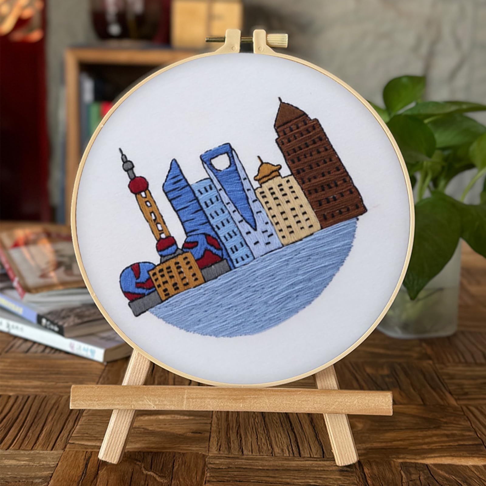 Kexpery Zestaw do haftu górskiego DIY, zestaw 4 sztuk, z obręczą do haftowania, dla początkujących i dorosłych