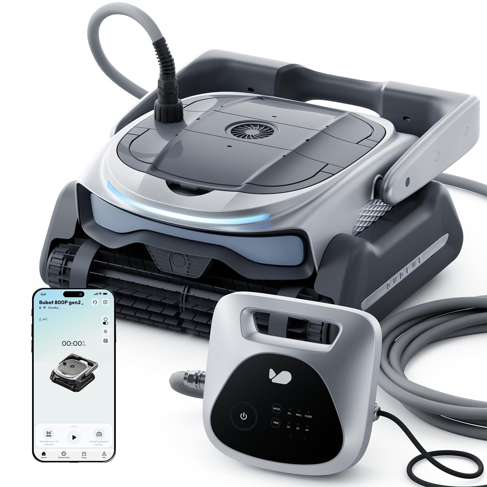 BUBLUE Bubot 800P generacja 2 robotów basenowych, podłoga i ściana, z inteligentną nawigacją, duża siła ssania, z planerem tygodniowym, sterowaniem za pomocą aplikacji, środek do czyszczenia basenów | Z planerem tygodniowym