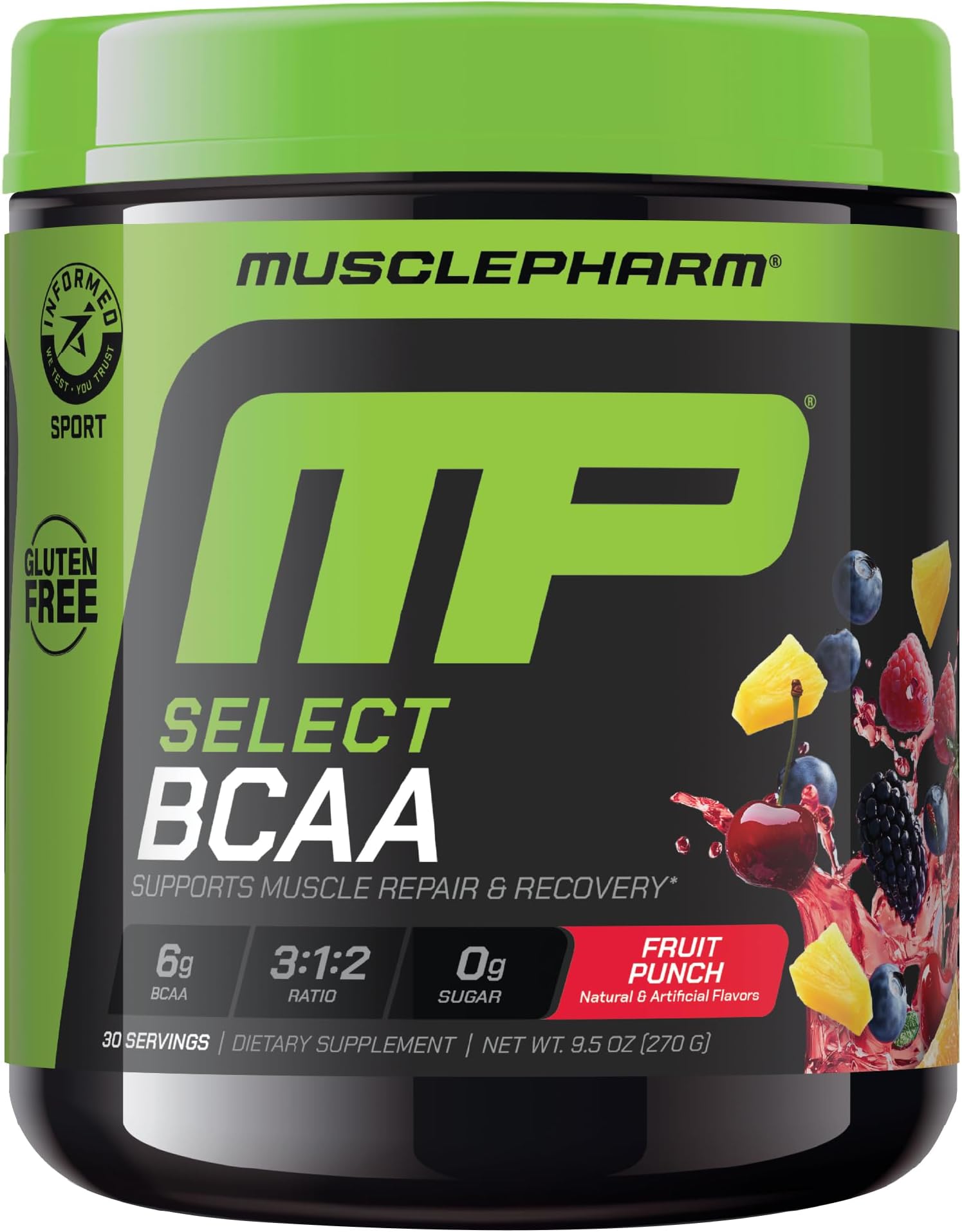 MusclePharm Essentials BCAA Powder - Pack of 30 Servings (Fruit Punch)