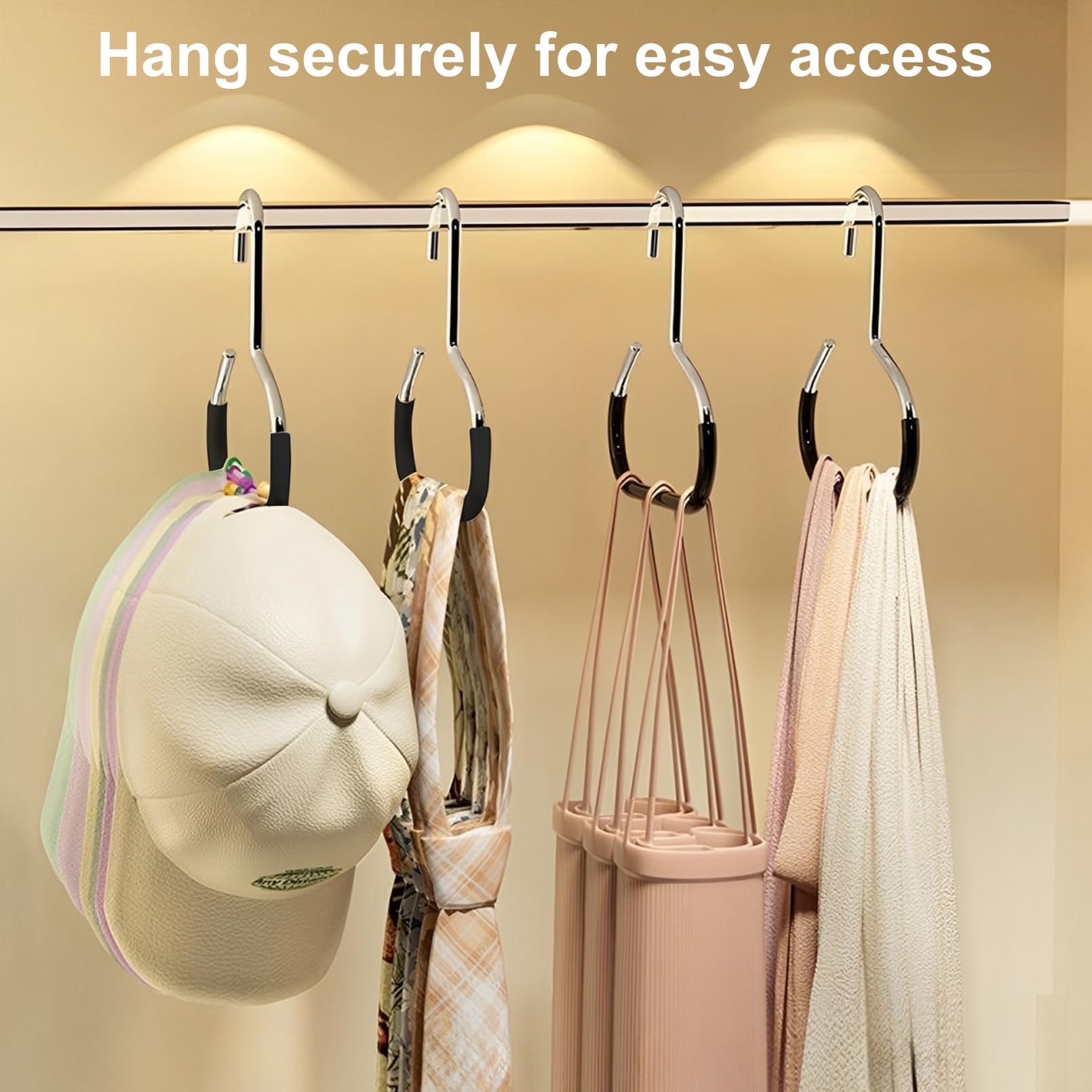 Lot De 6 Porte Foulard,Range Ceinture Pour Garde Robe,Antidérapants Porte Cravate,Cintres En Métal Pour Chapeaux,Organisateur De Placard Pour